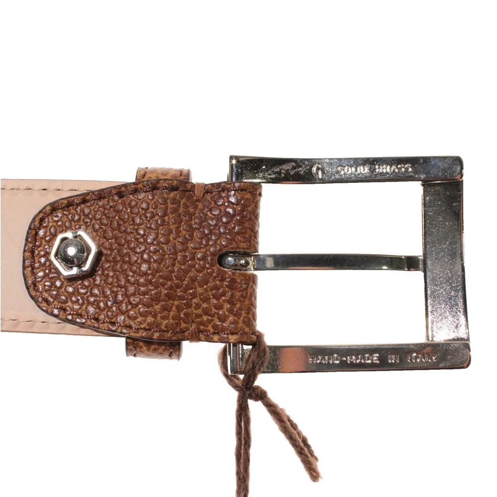 Di Bianco NWT Cut to Size Dress Belt In Solid Brown Pebbled Leather One Size